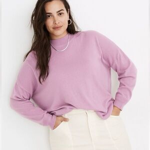 Madewell Ashbury Sweater Large Purple Mock Neck Wool Alpaca Spring Cozy Chic
